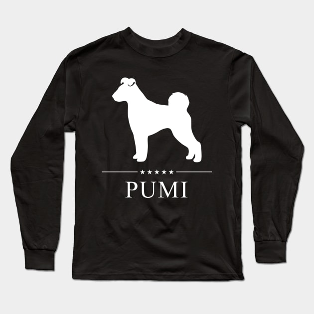 Pumi Dog White Silhouette Long Sleeve T-Shirt by millersye